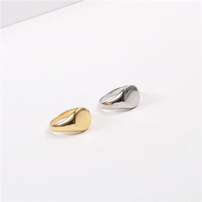 China TRENDY Fashion 18K Gold Plated Blank Seal Ring Stainless Steel Signet Rings For Women for sale