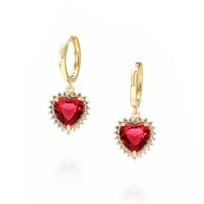 China TRENDY Fashion Colored Crystal Zircon Earrings Circle Glass Zircon Earrings Heart Shaped For Women for sale