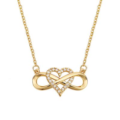 China Fashionable Digital Necklace Chain Clavicle Hot Sale Colored Diamond Necklace Gold Plated Heart Necklace for sale