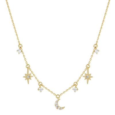 China Fashion Women Crystal Necklace Holder Gold Necklace Jewelry Star Moon Crystal Necklace for sale