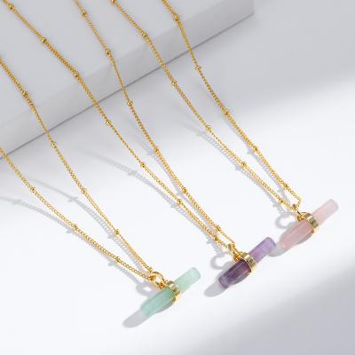 China FASHIONABLE Crystal Necklace Natural Stone Gem Stone Necklace Fashion Stand Pendant Stone Necklace for sale