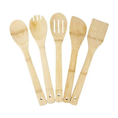 China Sustainable 100% Natural Kitchen Tools Non Paint Bamboo Utensils Set For Kitchen for sale