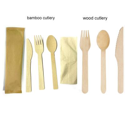 China Paper Disposable Biodegradable Wooden Straw Cutlery Spoon Knife Fork Knife Wooden Cutlery Set for sale