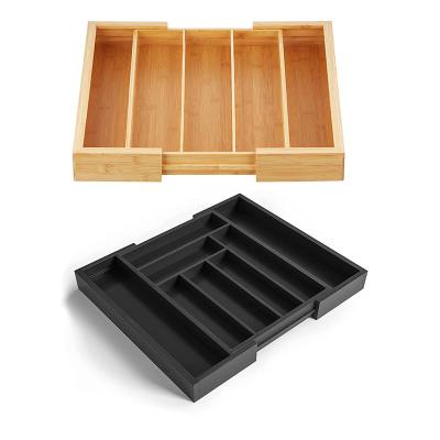 China Viable Wholesale Bamboo Adjustable Cutlery Utensil Organizer Drawers Expandable Bamboo for sale