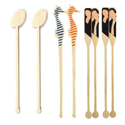 China Disposable Promotional Cocktail Stirrers Printed Bamboo Stirrers Printed Cocktail Stirrers Cocktail Stick for sale