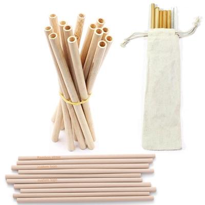 China Customized Disposable Organic Bamboo Drinking Straws Eco Logo Reusable Bamboo Straws for sale