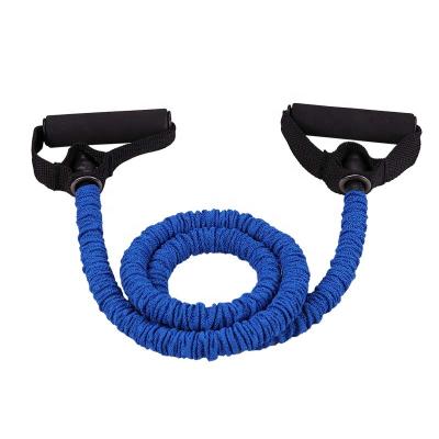 China Bodybuilding Natural Latex Fitness Resistance Tube Band With Sleeves Cover for sale