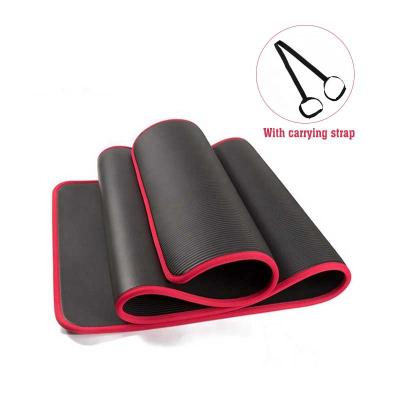 China Comfortable 10mm High Density Foam NBR Yoga Mat With Edge With Carry Straps for sale