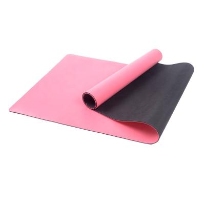 China Yoga Exercises Anti Slip Double Layer PU Yoga Mat Eco-Friendly Rubber Exercise Mat for sale