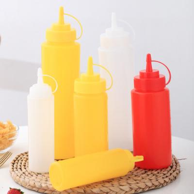 China Industrials Take Away Food Grade Red Yellow White Plastic Squeeze Sauce Bottle Ketchup Jam Sauce Plastic Bottle for sale