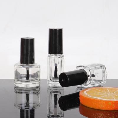 China Many Style Wholesales Cosmetic Free Sample Customized 5Ml 10Ml 15Ml Clear Empty Glass Nail Gel Polish Bottle With Caps And Brush for sale