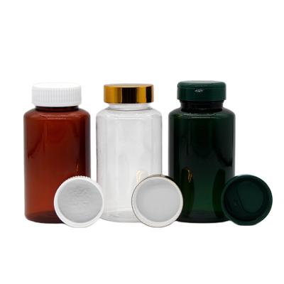 China New Industrials Clamshell Metal Cap Medicine Amber Green Transparent 200ml Vitamin 200ml PET Plastic Bottles for sale