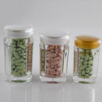 China 30g 60ml Medicine Pill Bottle Solid Acrylic Clear Lid High End Health Care Product Bottle for sale