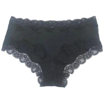 China Breathable Women's Cotton Breathable Sexy Lingerie Panties Lace Black Underwear Briefs Female High Waist Briefs for sale