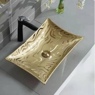 China Modern Luxury Modern Rose Gold Sink Bathroom Vanities Ceramic Silver Wash Basin for sale