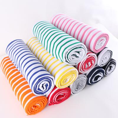 China Breathable Running Lot Knitted Stretch Yarn Dyed Stripe 95 Cotton 5 Spandex Dress Fabric for sale