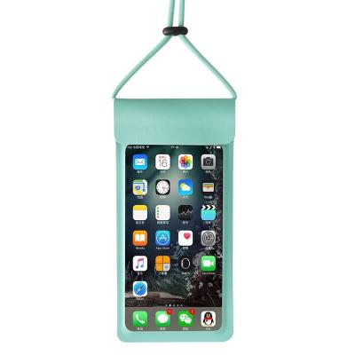 中国 Recyclable Waterproof Mobile Phone Bag PU Cell Phone Cover Transparent Fluorescent Touch Screen Diving Sealed Swimming 販売のため