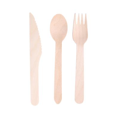 China Disposable Wood Knife Fork Food Spoon Biodegradable Wooden Cutlery Set for sale