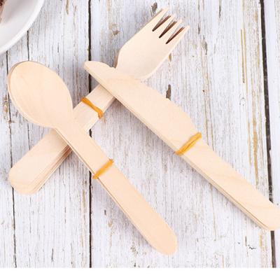 China Disposable Wood Knife Fork Food Spoon Biodegradable Wooden Cutlery Set for sale