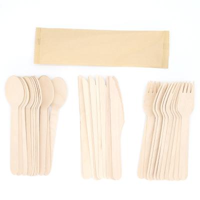 China Disposable Wood Knife Fork Food Spoon Biodegradable Wooden Cutlery Set for sale