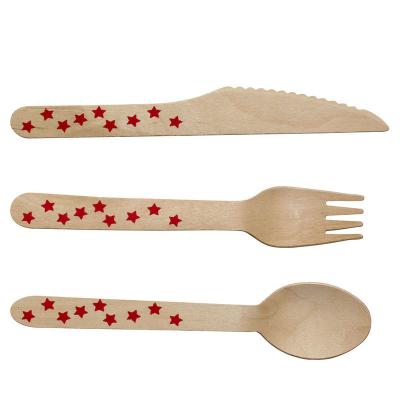 China Disposable Wood Knife Fork Food Spoon Biodegradable Wooden Cutlery Set for sale