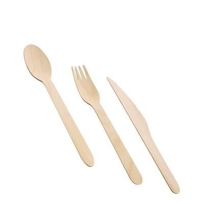 China Disposable Wood Knife Fork Food Spoon Biodegradable Wooden Cutlery Set for sale