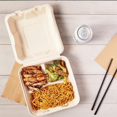 China Biodegradable Compostable Within 90 Days Manufacturer Wholesale Custom Biodegradable Sugarcane Bagasse Pulp Box Oval Meal Box With Lid Te koop