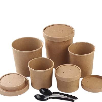 China HOT SALE Disposable Disposable Take Away Kraft Paper Salad Bowl With PET Lid Kraft Paper Bowl Te koop