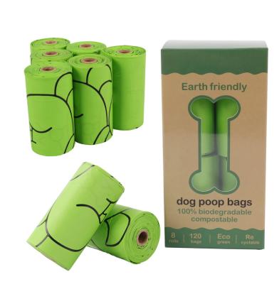 China Hot Sale 100% PLA+PBAT+Corn Biodegradable Starch 100% Compostable Plastic Dog Poop Bags for sale