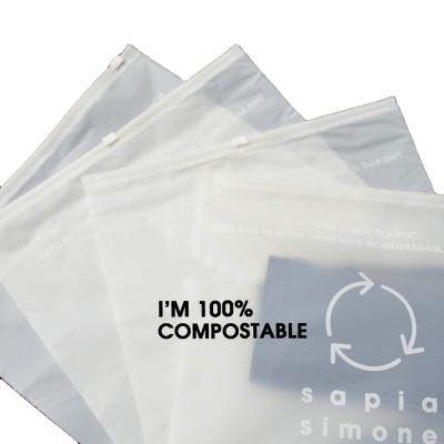 China Hot Sale PLA Eco Friendly Ziplock Bags BIODEGRADABLE Frosted Zipper Bags Shipping Bags For Clothing for sale