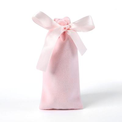 China 100% Eco-friendly Velvet Pink Wholesale Bag Gift Small Drawstring Pouches for sale