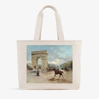 China 100% Eco-friendly Women Printed Color Oil Painting Heat Transfer Chiffon Souvenir Bag Handbags Craft Souvenir Bags for sale