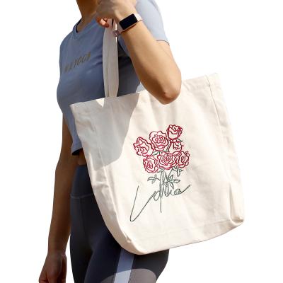 China Free Sample Eco-Friendly Embroidery Logo Custom Shopping Bag Cotton Canvas Bag Wholesale for sale