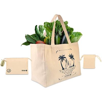 China Durable Organic Recycled Canvas Shopping Bag Promotional Gorcery Supermarket Tote Bag Vegetable Friendly Tote Bag for sale