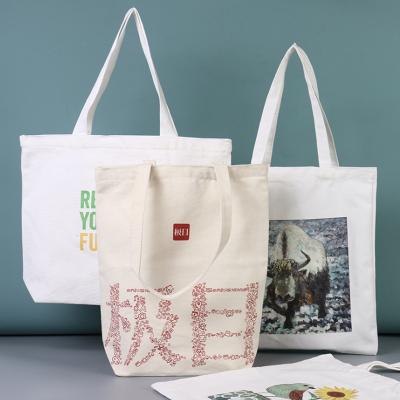 China Simple White Empty Logo Cotton Canvas Tote Bag Low MOQ Cheap Reusable Shopping Bags Free Sample Wholesale Custom Printing for sale