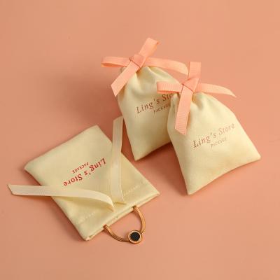 China 13x18cm New Style Soft and High Quality Ribbon in Front Luxury Pouches for Jewelery Storage and Display for sale