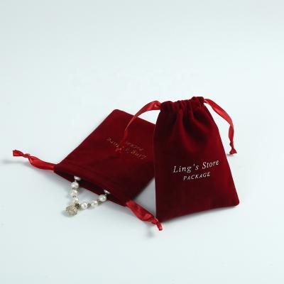 China Custom Eco-friendly Soft And High Quality Logo Thick Velvet Fabric Jewelry Pouch Packaging Drawstring Bag for sale