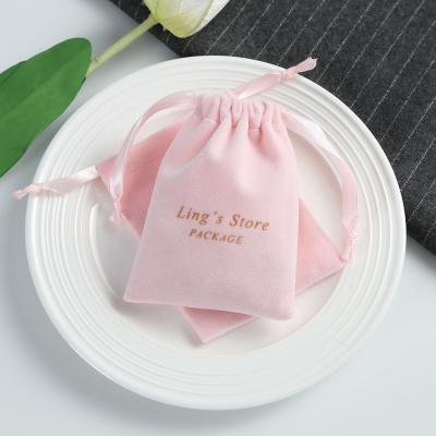 China Soft and high quality hot sale custom made velvet jewelry gift bag velvet jewelry bag birthday conference pink velvet bag for sale