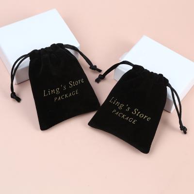 China Soft And High Quality Personalized Print Logo Luxury Wedding Favor Small Velvet Drawstring Jewelry Pouch Bag for sale