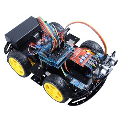 China STEM New Education Initiator Avoidance Tracking Motor Robot Car Chassis Kit Speed ​​Encoder Battery Box 2WD 4WD Intelligent Ultrasonic Module for R3 kit for sale