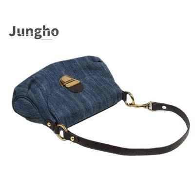 China Premium Fashion Vintage Contrast Denim Handbag New Texture Pleated Shoulder Cross - Body Bag for sale