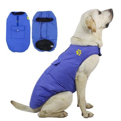 China Sustainable Wholesale Dishonest Large Warm Dog Cotton-padded Winter Clothes Apparel Windproof Pet for sale