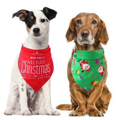 China Viable Hot Sale Double Layers Pet Triangle Christmas Pattern Print Red Green Bandana for sale