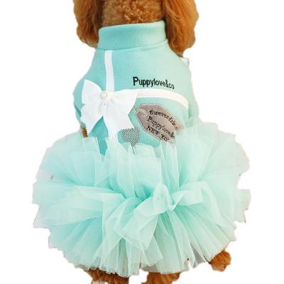 China 2021 Fashion Design Embroidery Bow Dog Stocked Luxury Dress Dress for sale