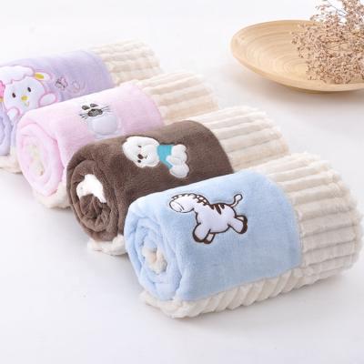 China Anti Pill Excellent Quality Cartoon Embroidery Newborn Baby Weighted Winter Blanket for sale