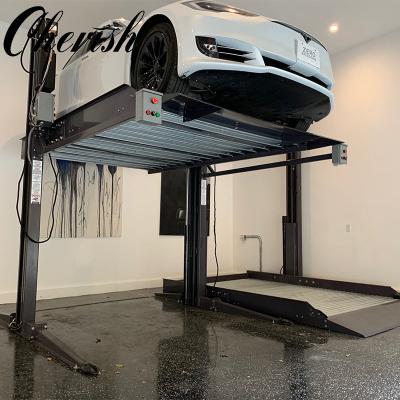 China Two Level Car Storage Double Post Parking Car Lift Hydraulic Lift With Share Column for sale