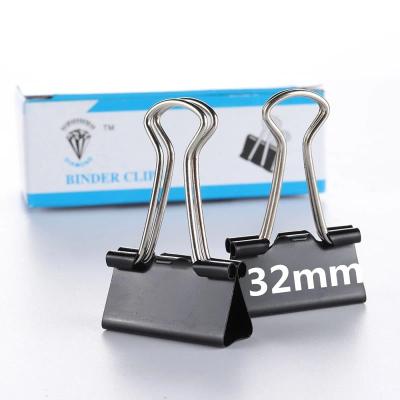 China 32mm Metal Butterfly Metal Binder Clips Black Note Staples Paper Box Packaging for sale