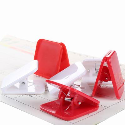 China Multifunctional custom binder clips red and white square plastic spring clips for office and school for sale