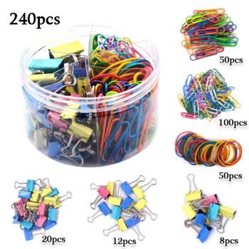 China Stationery Set Mixed Colored Paper Clip Elastic Band With Binding Clips Stationery Set For Kids for sale