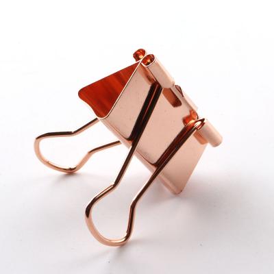 China Hot Pink Metal Amazon Gold 32mm Binder Clips Metal Bill Fold for Stationery Supplies for sale